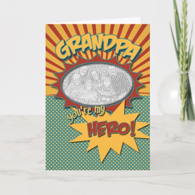 Father's Day Comic Book Hero Grandpa Card (Front)