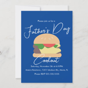 Father's Day Cookout Burger Blue Invitation