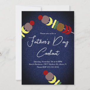 Father's Day Cookout Kabobs Denim Invitation
