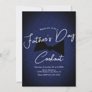 Father's Day Cookout Masculine Bow Denim Invitation