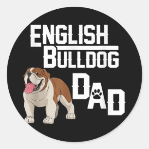 Father's Day Cool English Bulldog Dad Outfit For Classic Round Sticker