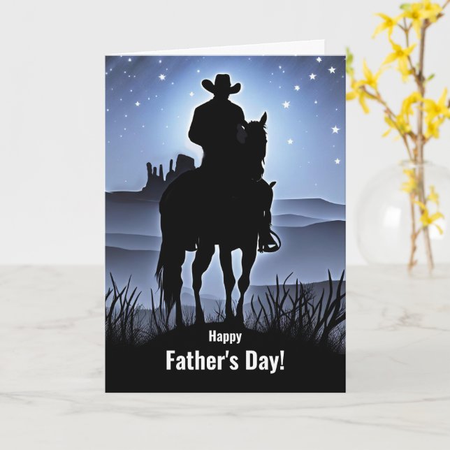 Fathers Day Country Western Cowboy Card (Yellow Flower)