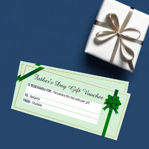 Father's Day Custom Green Gift Voucher Card