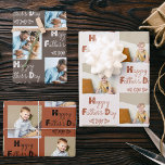 Fathers Day Custom Photo Brown Terracotta Set of 3 Wrapping Paper Sheet<br><div class="desc">Photo wrapping paper for Father's Day in blue, white and grey. There are 3 designs in the set and you can customise each sheet with either the same or different photos. You can choose whether to personalise your gift wrap with pictures of who the gift is for or, who the...</div>