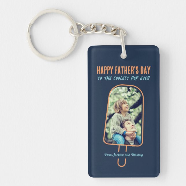 Father's Day Custom Photo Funny Cool Dad Popsicle Key Ring (Front)
