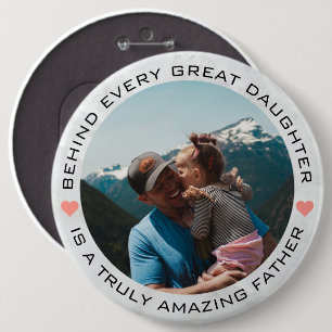 Father's Day Custom Photo Hearts 6 Cm Round Badge
