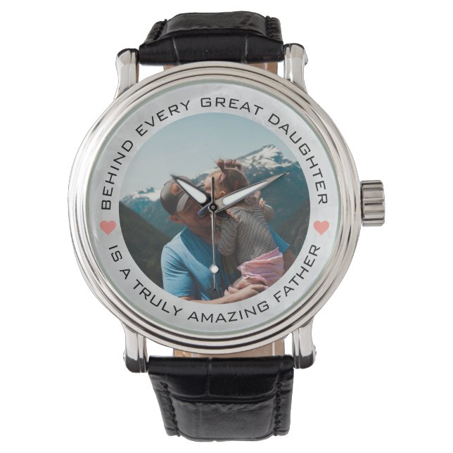 Father's Day Custom Photo Hearts Watch (Front)