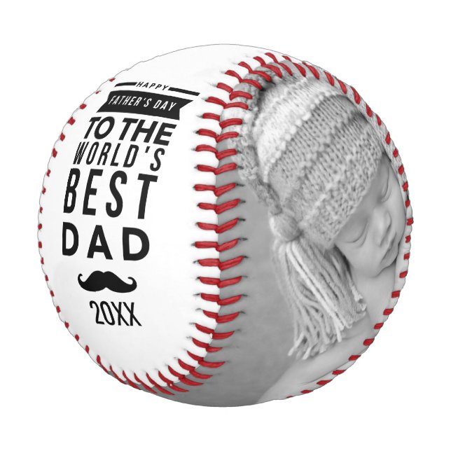 Father's Day Custom Photo Personalised Baseball (Angled)