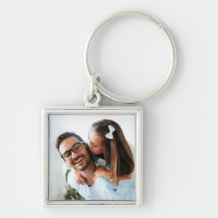 Father's Day Custom Photo Square Key Ring