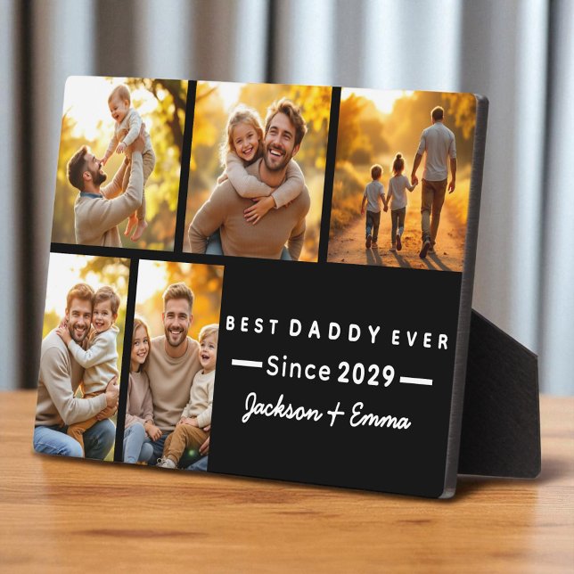 Father's Day Cute 5 Photo Collage Best Daddy Ever  Plaque (Creator Uploaded)