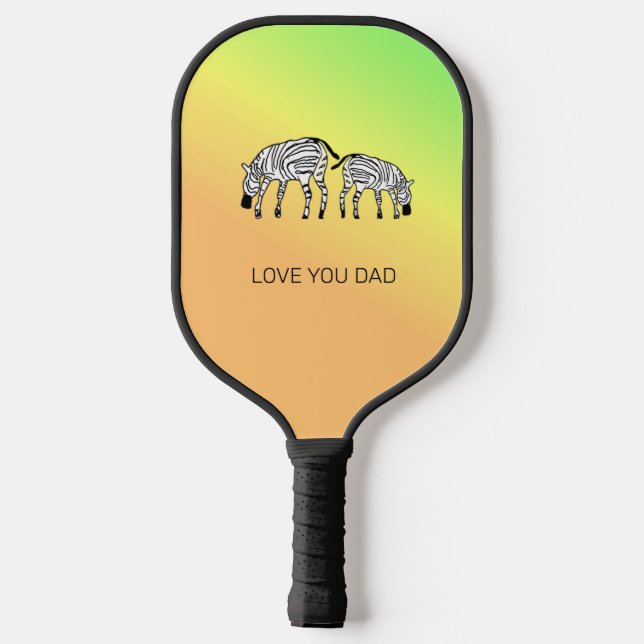 Father's Day, Cute Happy Kenyan Zebras Watch Pickleball Paddle (Back)