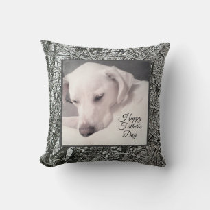 Father's Day Cute White Puppy Dog Snowy Winter Cushion