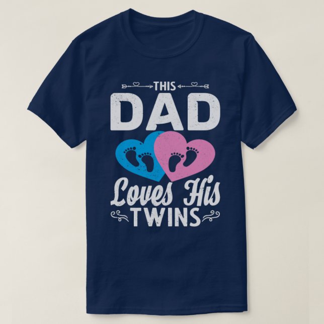 Fathers Day Dad Baby Family Twin Parents T-Shirt (Design Front)