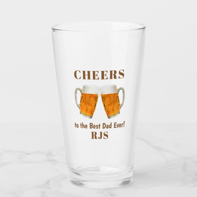 Father's Day Dad Best Ever Monogram Beer Pint Glass (Front)