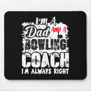 Fathers Day Dad Bowling Coach Best Coach Birthday Mouse Mat
