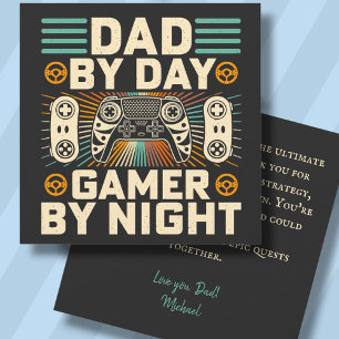 Father's day Dad by day Gamer by night card