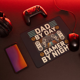 Father's day Dad by day Gamer by night Mouse Mat