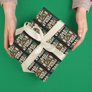 Father's day Dad by day Gamer by night  Wrapping Paper