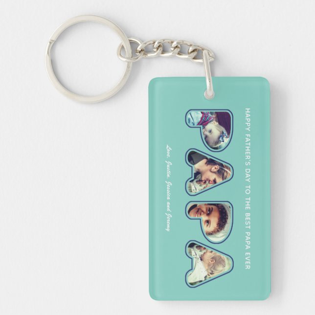 Father's Day Dad Custom Photo Alphabet Word Papa Key Ring (Front)