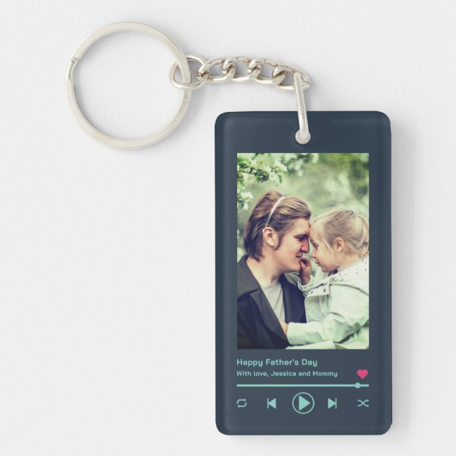 Father's Day Dad Custom Photo Cool Music Player  Key Ring (Front)