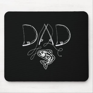 Fathers Day Dad Fishing Poles Rods Fish Daddy Papa Mouse Mat