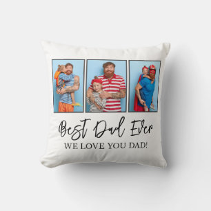 Father's day Dad Gift 3 Photo Collage Cushion