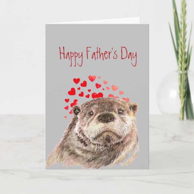 Father's Day Dad Love my Heart Cute Otter Holiday Card (Front)