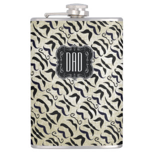 Fathers Day Dad Moustache Mr. Hipster Vintage Hip Flask