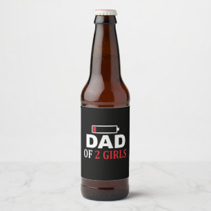 Father's Day Dad Of 2 Girls Beer Bottle Label
