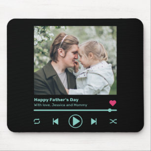 Father's Day Dad Photo Favorite Song Music Player Mouse Mat
