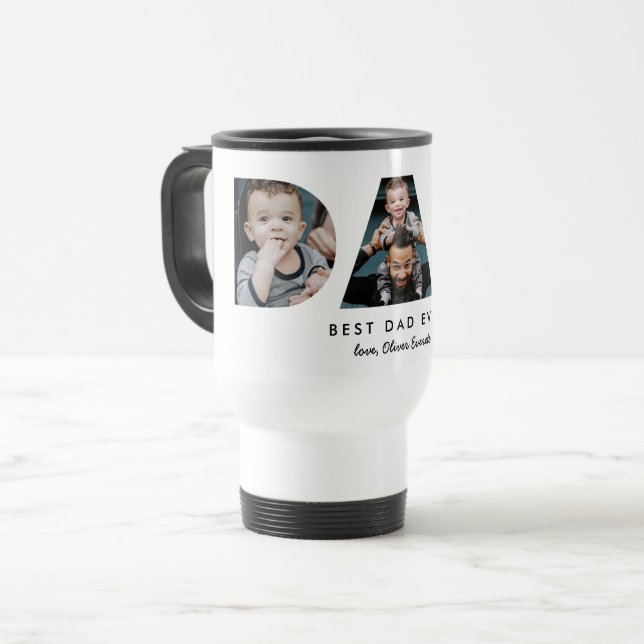 Father's Day Dad Photo Letters Travel Mug (Front Left)