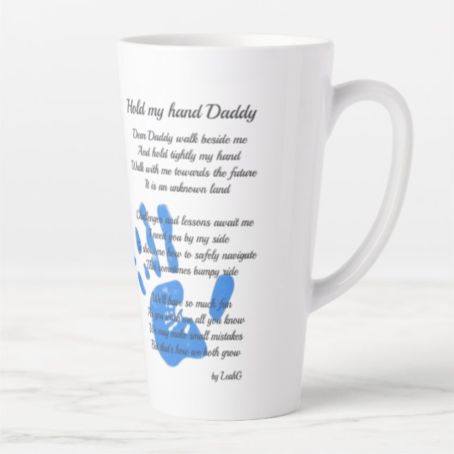 Fathers Day Dad POEM Hold My Hand Daddy PHOTO Gift Latte Mug (Right)