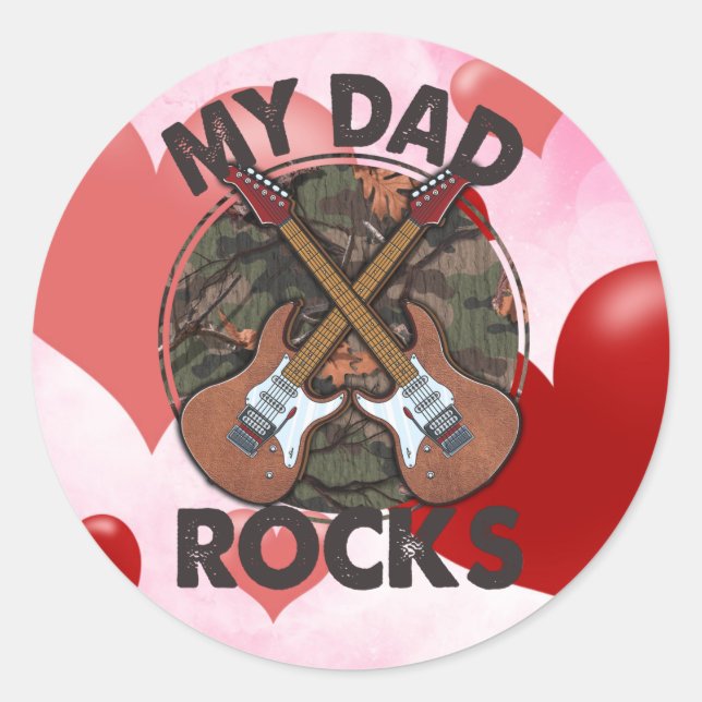 Father's Day Dad Rock Classic Round Sticker (Front)