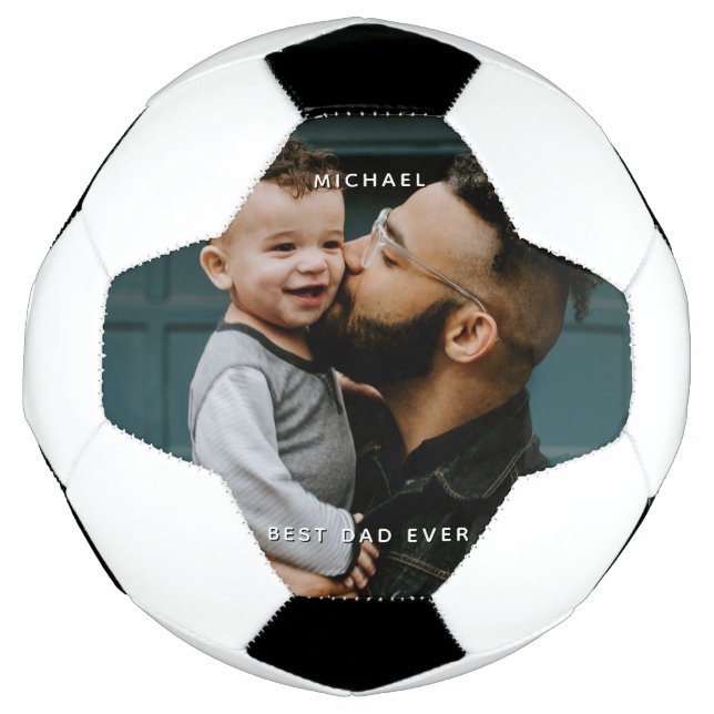 Father's Day Dad With Baby Custom Photo Message Football (Front)