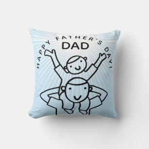 Father's Day Dad with Child Cartoon Cushion