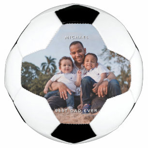 Father's Day Dad With Sons Custom Photo Message Football