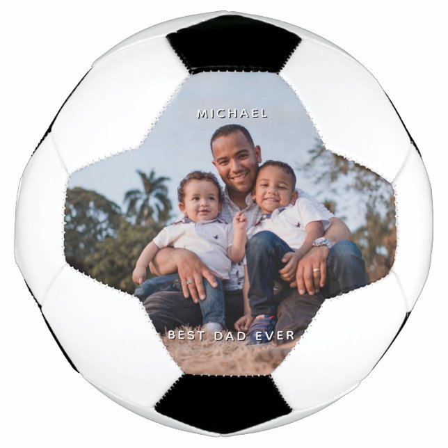 Father's Day Dad With Sons Custom Photo Message Football (Front)