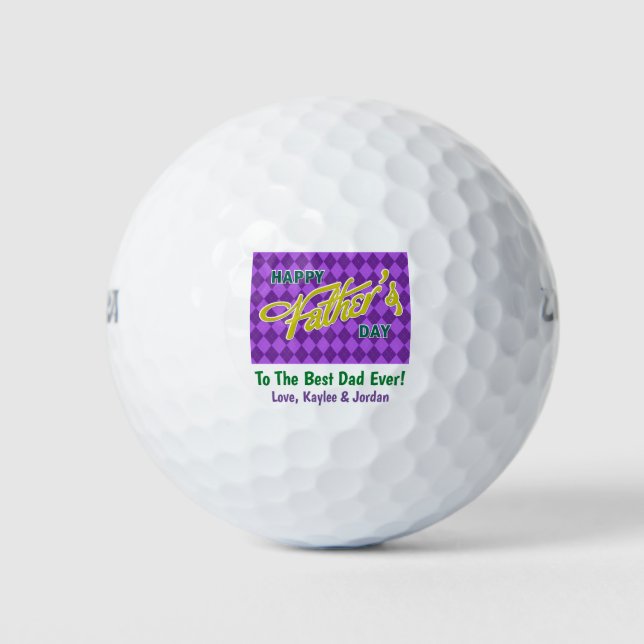 Father's Day Dad World's Best Ever From the Kids Golf Balls (Front)