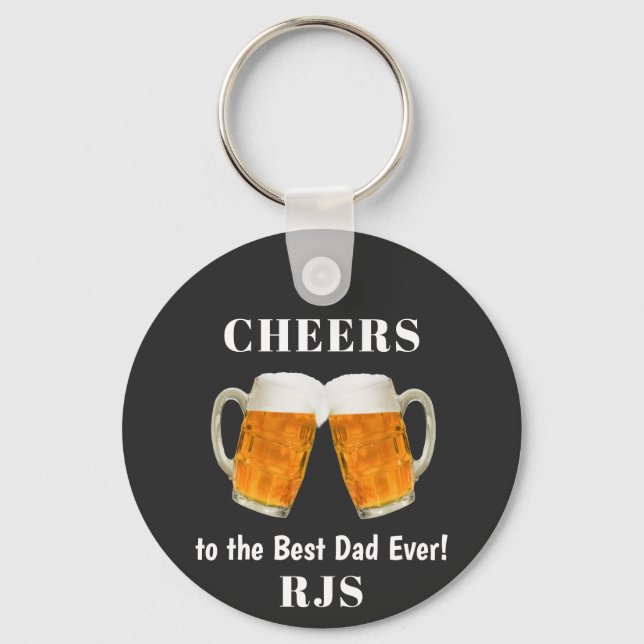 Father's Day Dad World's Best Ever Monogram Key Ring (Front)