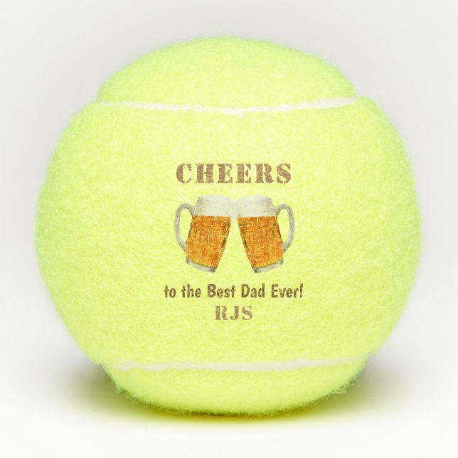 Father's Day Dad World's Best Ever Monogram Tennis Balls (Front)