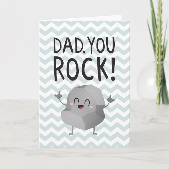 Father's Day Dad you rock funny kawaii cute rock Card (Front)