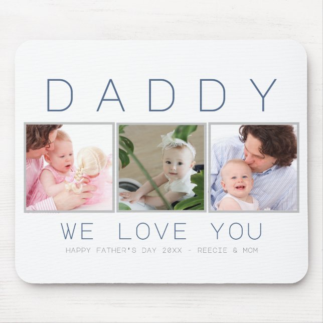 Father's Day  Daddy Custom 3 Photo Mouse Mat (Front)