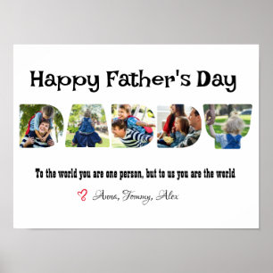 Fathers Day Daddy Photo Collage Letter Shaped Poster