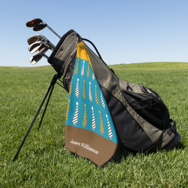 Father's Day Daddy Ties Customise Name Golf Towel (Green)