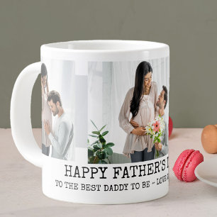 Fathers Day Daddy to Be 3 Photo Grey Large Coffee Mug
