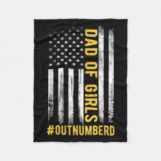 Father's Day Daughter Xmas Dad Of Girls Outnumbere Fleece Blanket