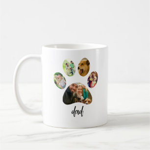 Fathers Day Dog Dad 5 Paw Print Photo Collage Coffee Mug
