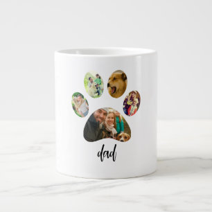 Fathers Day Dog Dad 5 Paw Print Photo Collage Large Coffee Mug