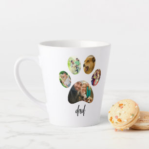 Fathers Day Dog Dad 5 Paw Print Photo Collage Latte Mug