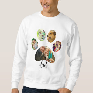 Fathers Day Dog Dad   5 Paw Print Photo Collage Sweatshirt